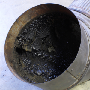 creosote inside of a metal flue